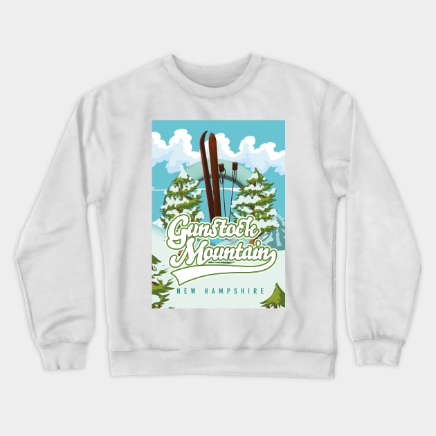 Gunstock Mountain New Hampshire Skiing cartoon Crewneck Sweatshirt by nickemporium1